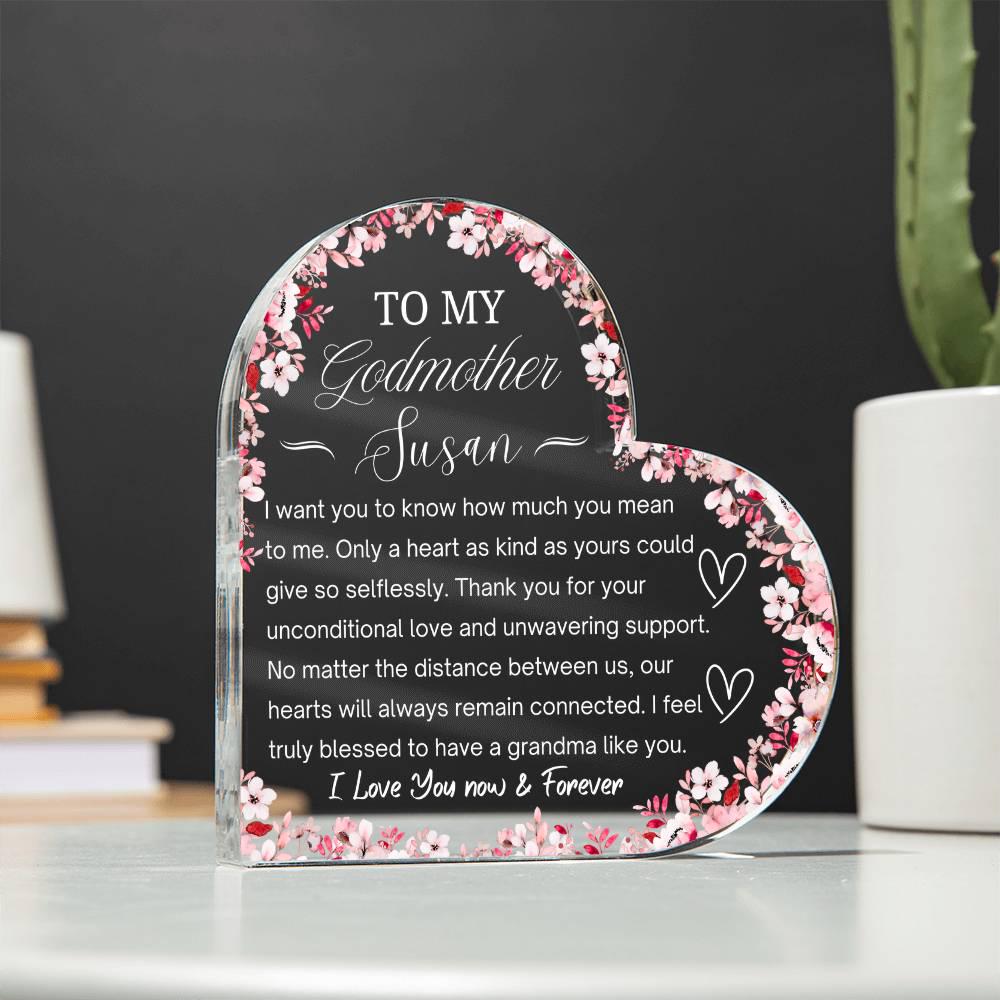 Godmother Gift – Personalized Heart Acrylic Plaque – view 2