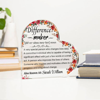Difference Maker Personalized Acrylic Plaque – Mentor Gift – view 2