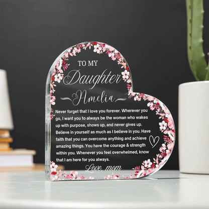 To My Daughter Personalized Heart Acrylic Plaque – Gift from dad – view 2