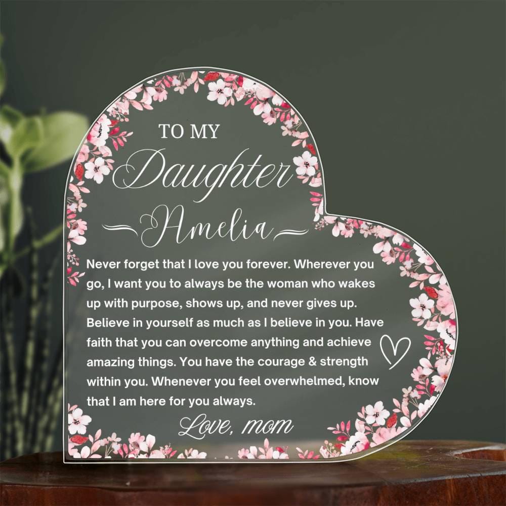 To My Daughter Personalized Heart Acrylic Plaque – Gift from dad