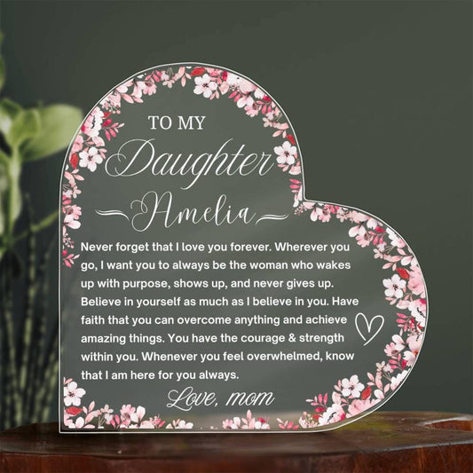 To My Daughter Personalized Heart Acrylic Plaque – Gift from dad