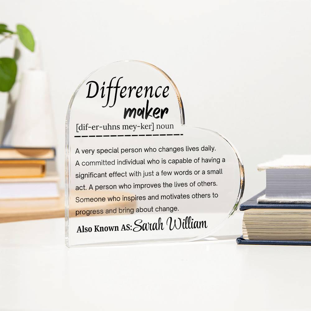 Difference Maker Personalized Acrylic Plaque – Mentor Gift – view 4