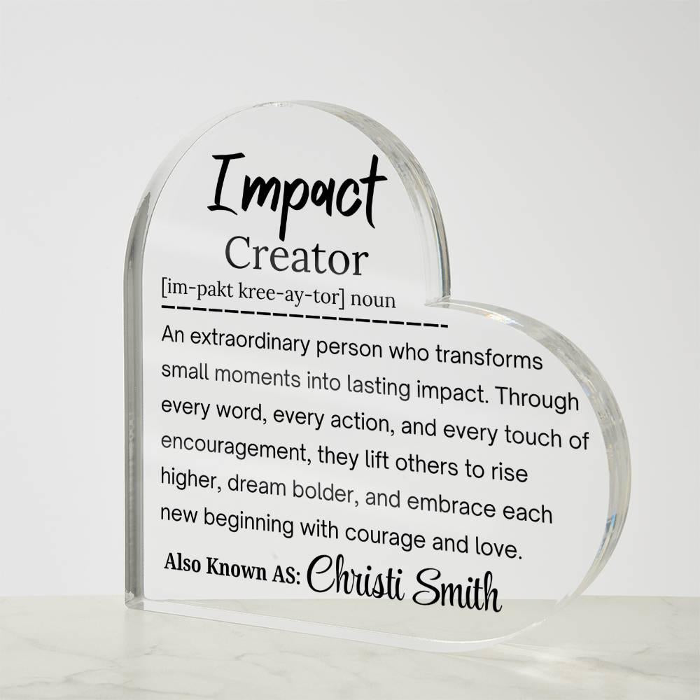 Impact Creator Personalized Acrylic Plaque – Gift for Team – view 3