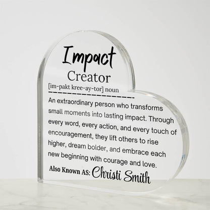 Impact Creator Personalized Acrylic Plaque – Gift for Team – view 3