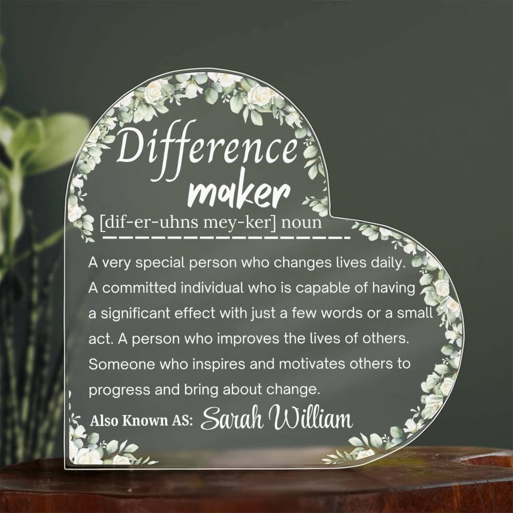 Custom Difference Maker Heart Plaque – Thank You Gift – view 4
