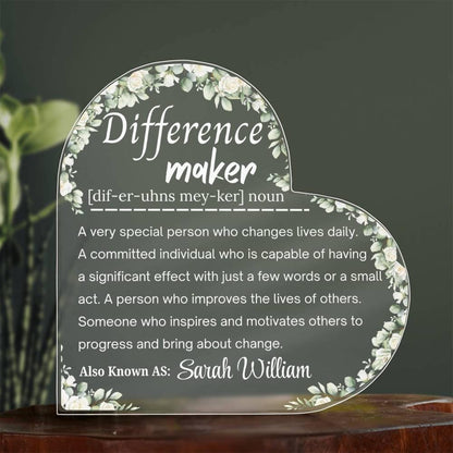 Custom Difference Maker Heart Plaque – Thank You Gift – view 4