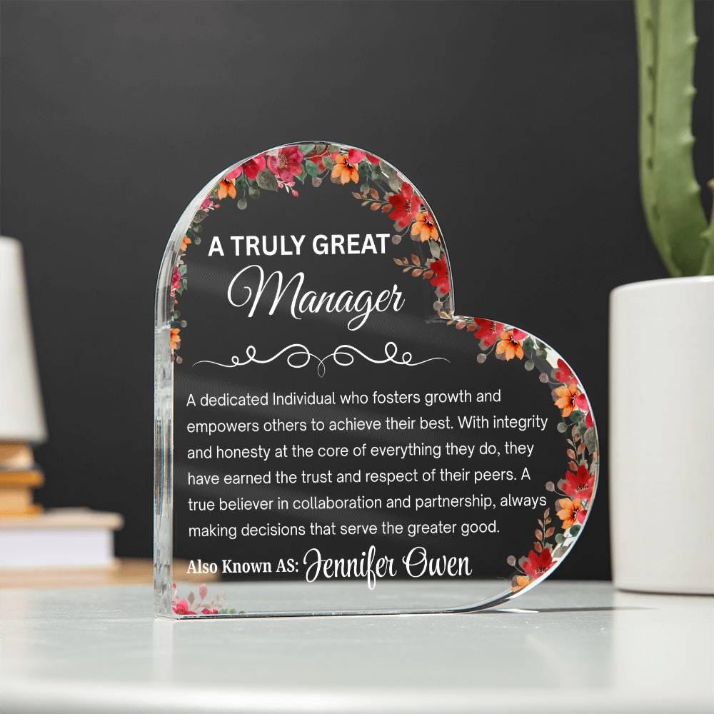 Manager Gift Personalized Floral Acrylic Plaque – Thank you gift – view 2