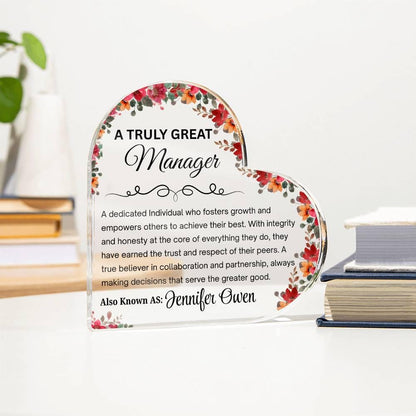 Manager Gift Personalized Floral Acrylic Plaque – Thank you gift – view 3