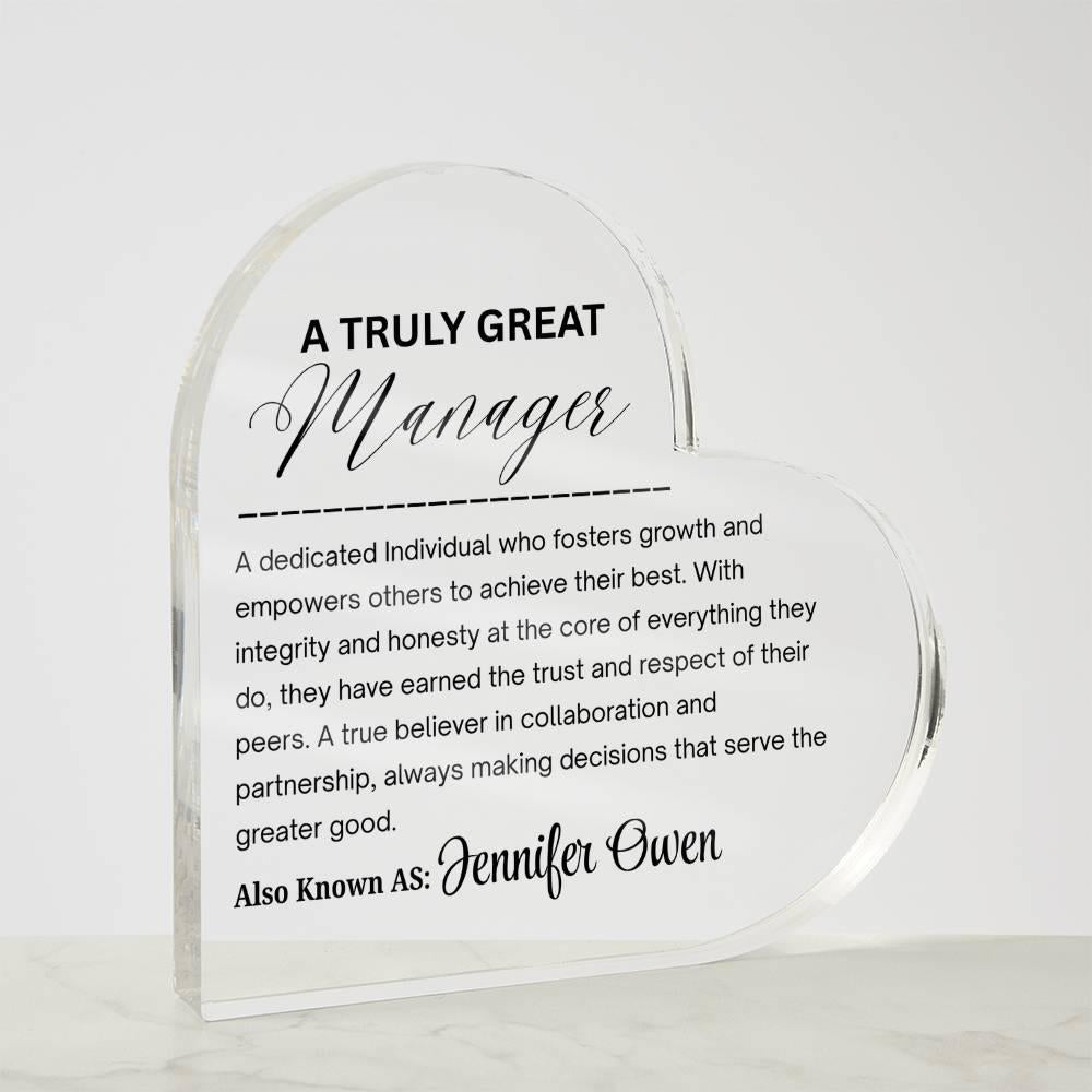 A truly Great Manager Personalized Acrylic Plaque – view 5