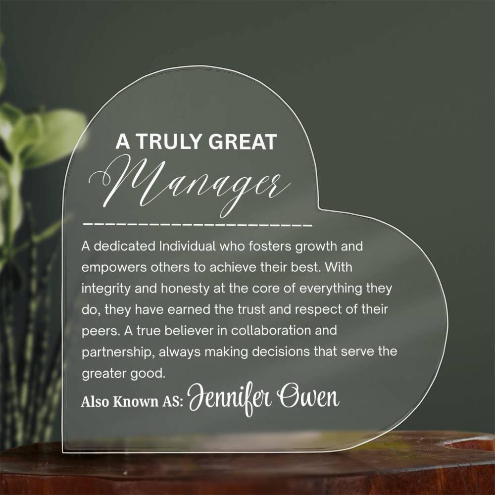 A truly Great Manager Personalized Acrylic Plaque – view 3