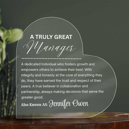 A truly Great Manager Personalized Acrylic Plaque – view 3
