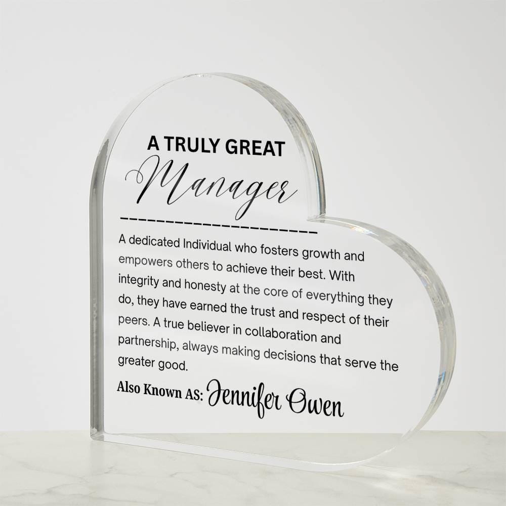 A truly Great Manager Personalized Acrylic Plaque – view 2