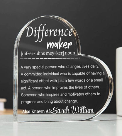 Difference Maker Personalized Acrylic Plaque – Mentor Gift