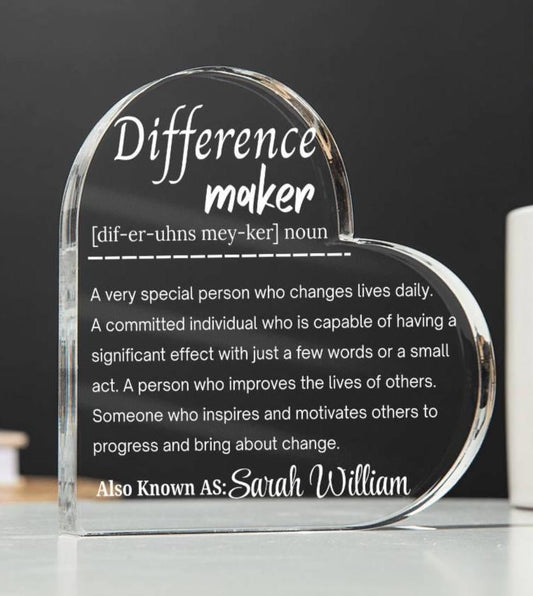 Difference Maker Personalized Acrylic Plaque – Mentor Gift
