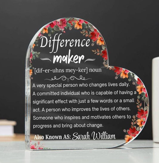 Difference Maker Personalized Acrylic Plaque – Mentor Gift