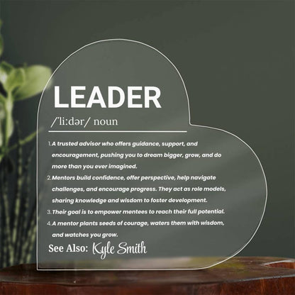 Leader Gift Personalized Heart Acrylic Plaque – Thank You Gift