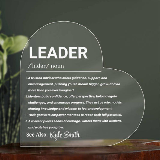 Leader Gift Personalized Heart Acrylic Plaque – Thank You Gift