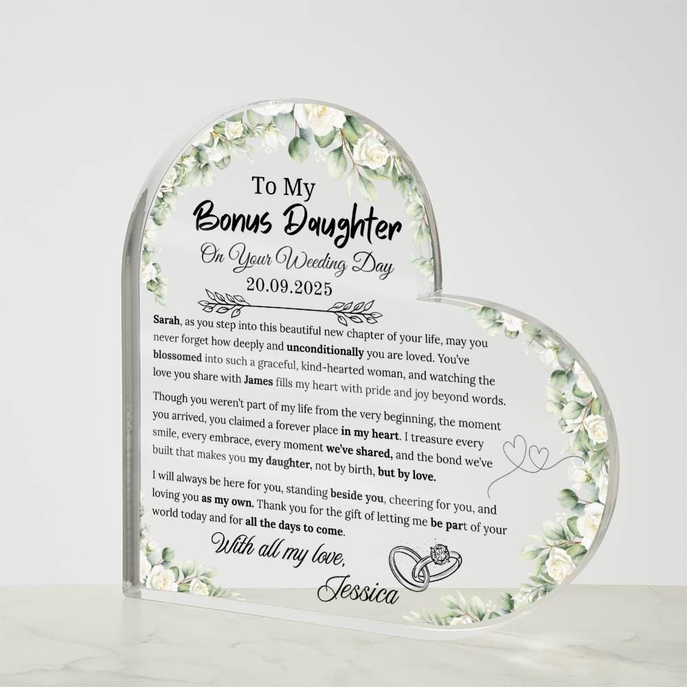 To My Bonus Daughter on Your Wedding Day Personalized Acrylic Plaque – view 6