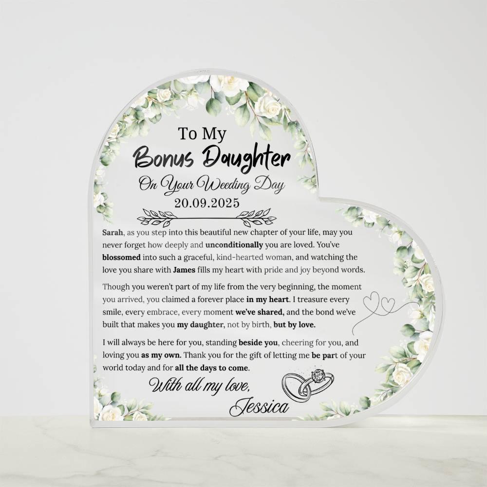 To My Bonus Daughter on Your Wedding Day Personalized Acrylic Plaque – view 5
