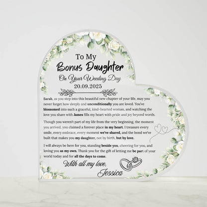 To My Bonus Daughter on Your Wedding Day Personalized Acrylic Plaque – view 5