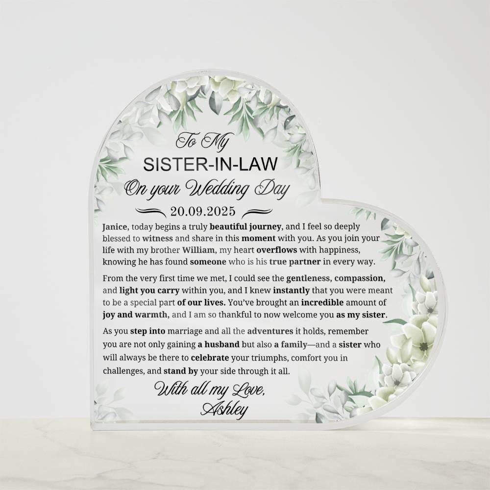 Sister-in-Law Wedding Gift Personalized Acrylic Plaque – view 4