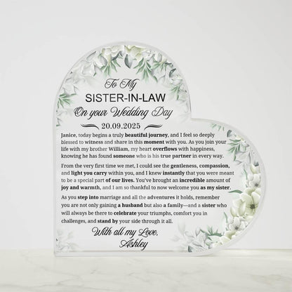 Sister-in-Law Wedding Gift Personalized Acrylic Plaque – view 4