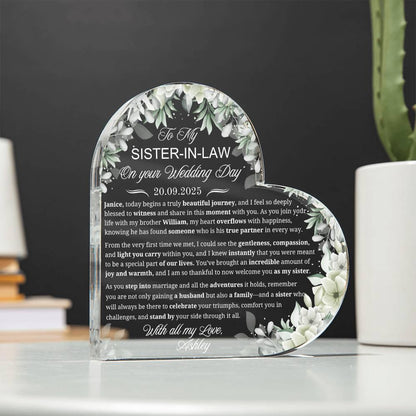 Sister-in-Law Wedding Gift Personalized Acrylic Plaque – view 2