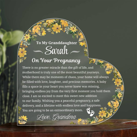 To My Granddaughter on Your Pregnancy Personalized Acrylic Plaque