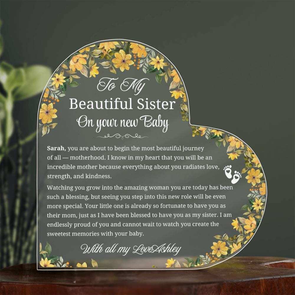 To My Sister on Your New Baby Personalized Acrylic Plaque – view 2