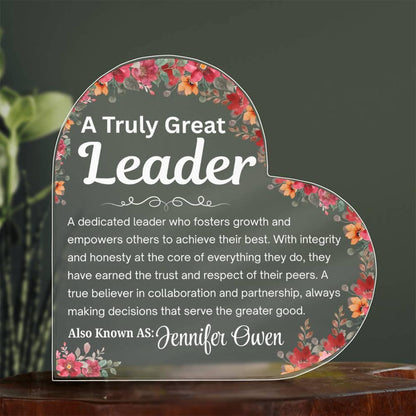 Custom Leader Gift Floral Acrylic Plaque – Boss Lady Appreciation – view 2