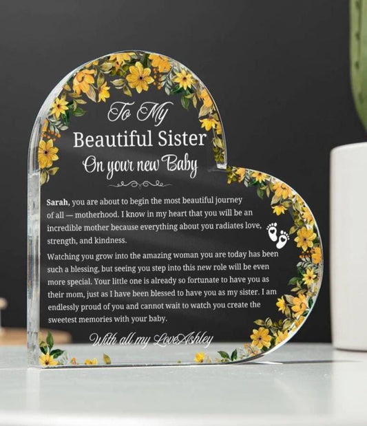 To My Sister on Your New Baby Personalized Acrylic Plaque
