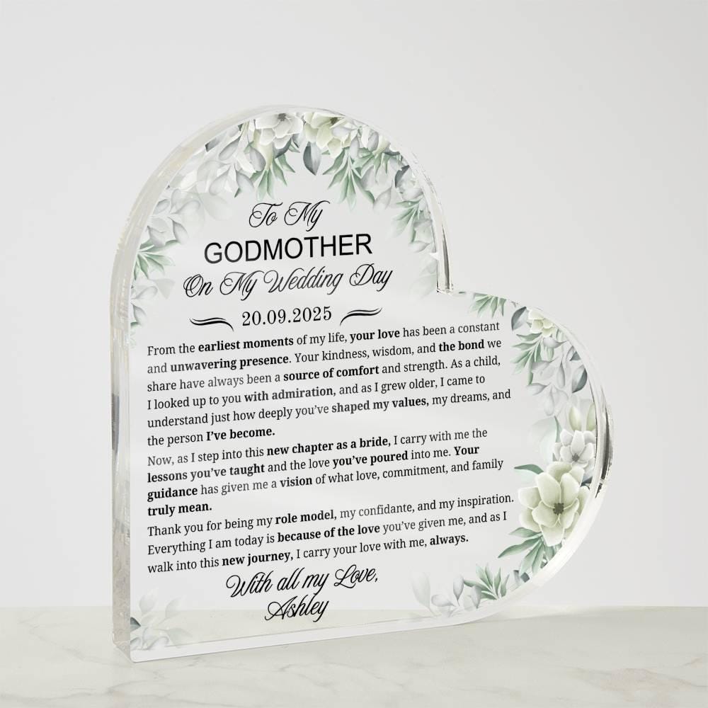 To My Godmother on My Wedding Day Personalized Acrylic Plaque – view 5