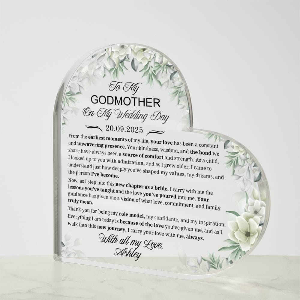 To My Godmother on My Wedding Day Personalized Acrylic Plaque – view 4