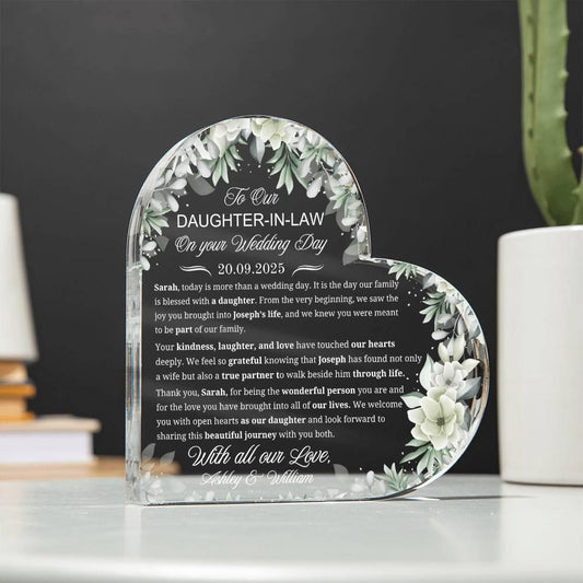 To Our Daughter in Law on Your Wedding Day Personalized Acrylic Plaque – view 2