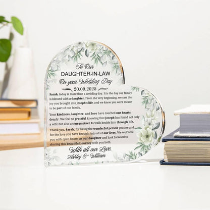 To Our Daughter in Law on Your Wedding Day Personalized Acrylic Plaque – view 3