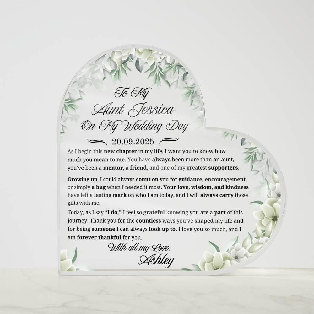 To My Aunt on My Wedding Day Personalized Acrylic Plaque – view 5