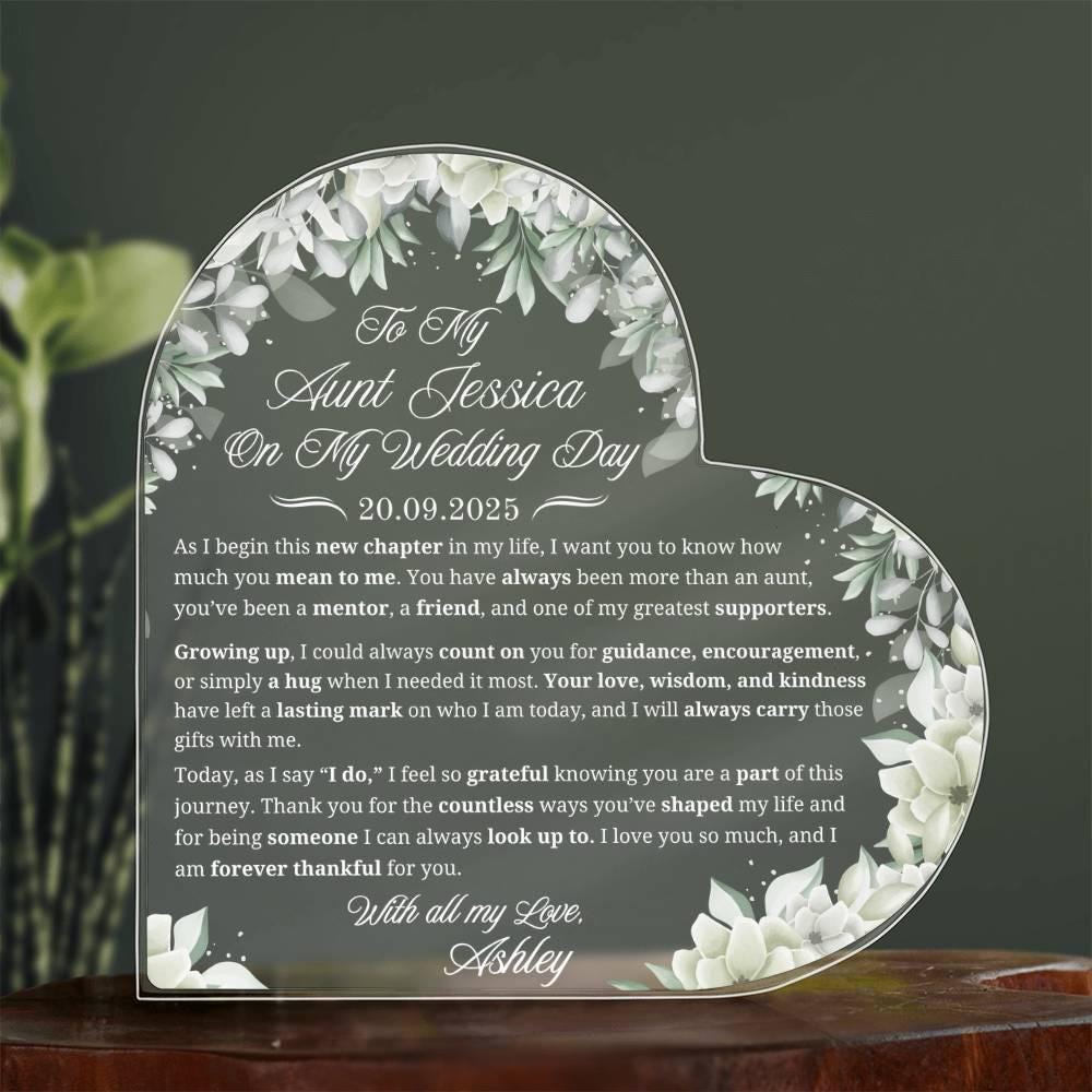 To My Aunt on My Wedding Day Personalized Acrylic Plaque