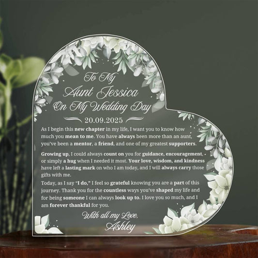 To My Aunt on My Wedding Day Personalized Acrylic Plaque