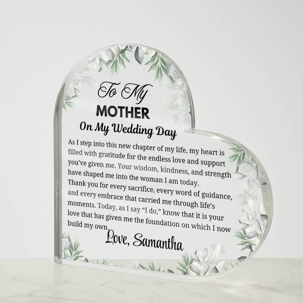 To My Mom on My Wedding Day Personalized Acrylic Plaque – view 3
