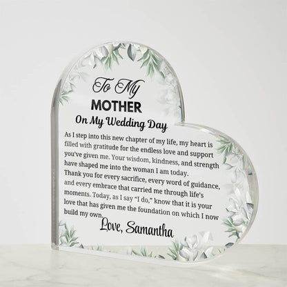 To My Mom on My Wedding Day Personalized Acrylic Plaque – view 3