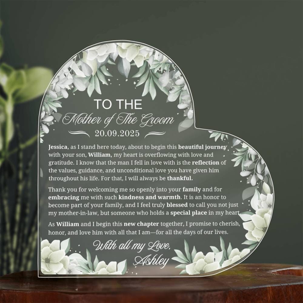 Mother of the Groom Gift Personalized Acrylic Plaque