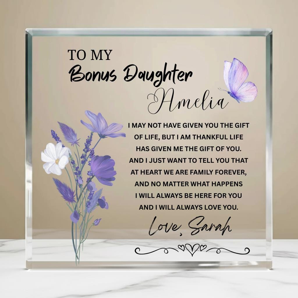 Bonus Daughter Gift Personalized Acrylic Sign – Gift from Stepmom – view 4