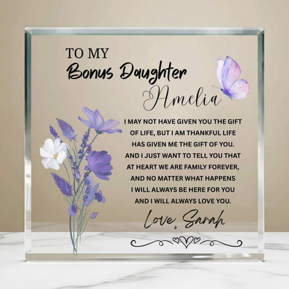 Bonus Daughter Gift Personalized Acrylic Sign – Gift from Stepmom – view 4