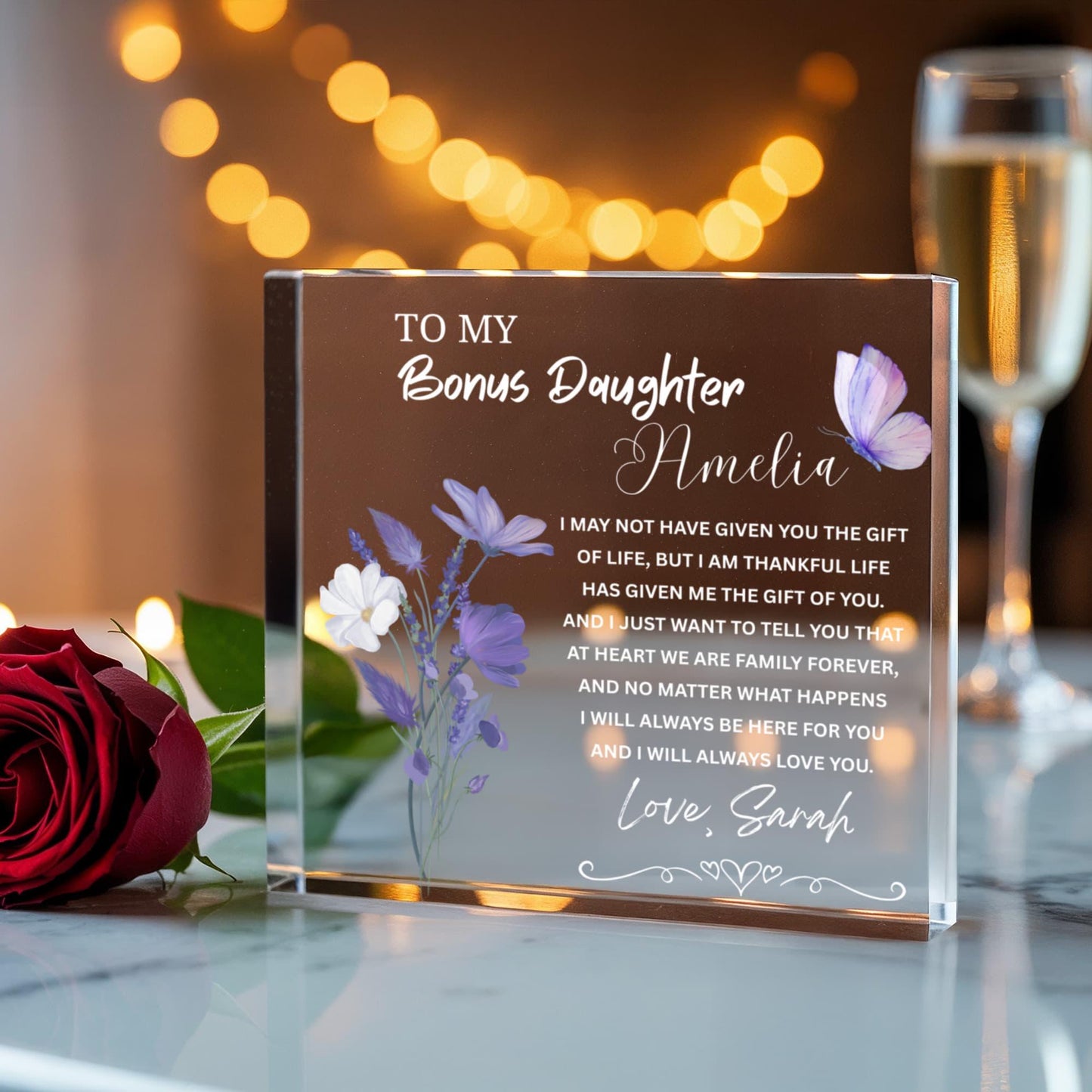 Bonus Daughter Gift Personalized Acrylic Sign – Gift from Stepmom – view 5