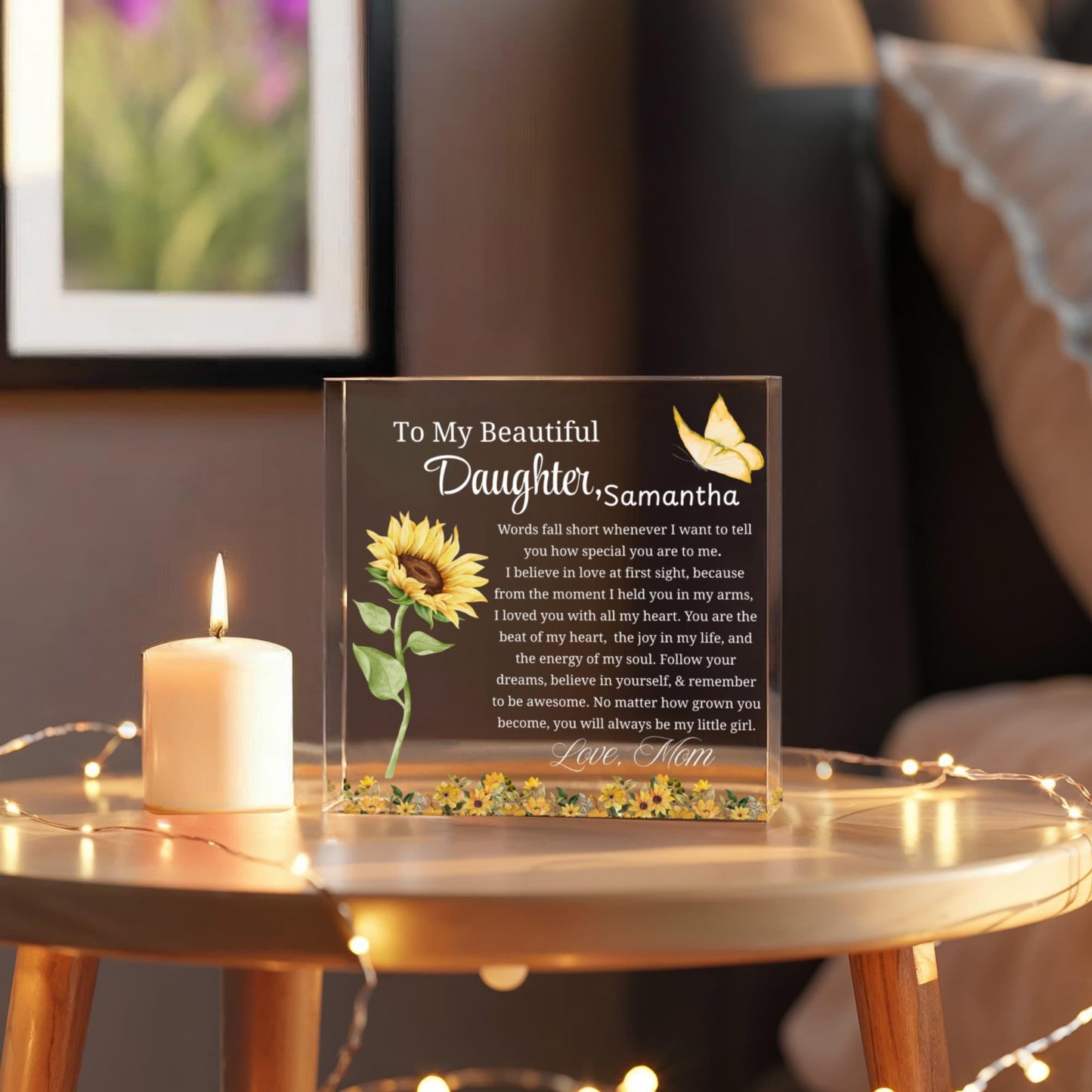 To My Daughter Personalized Thick Acrylic Plaque – Gift from Mom – view 5