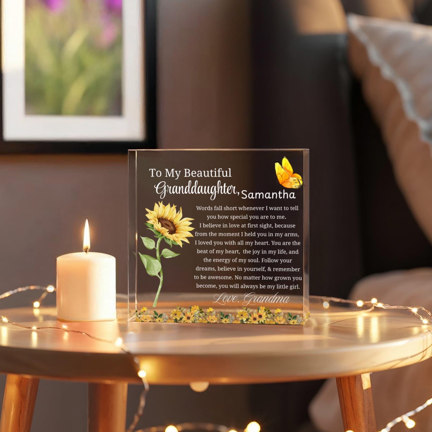 Granddaughter Gift Personalized Acrylic Plaque – Gift from Grandma – view 2