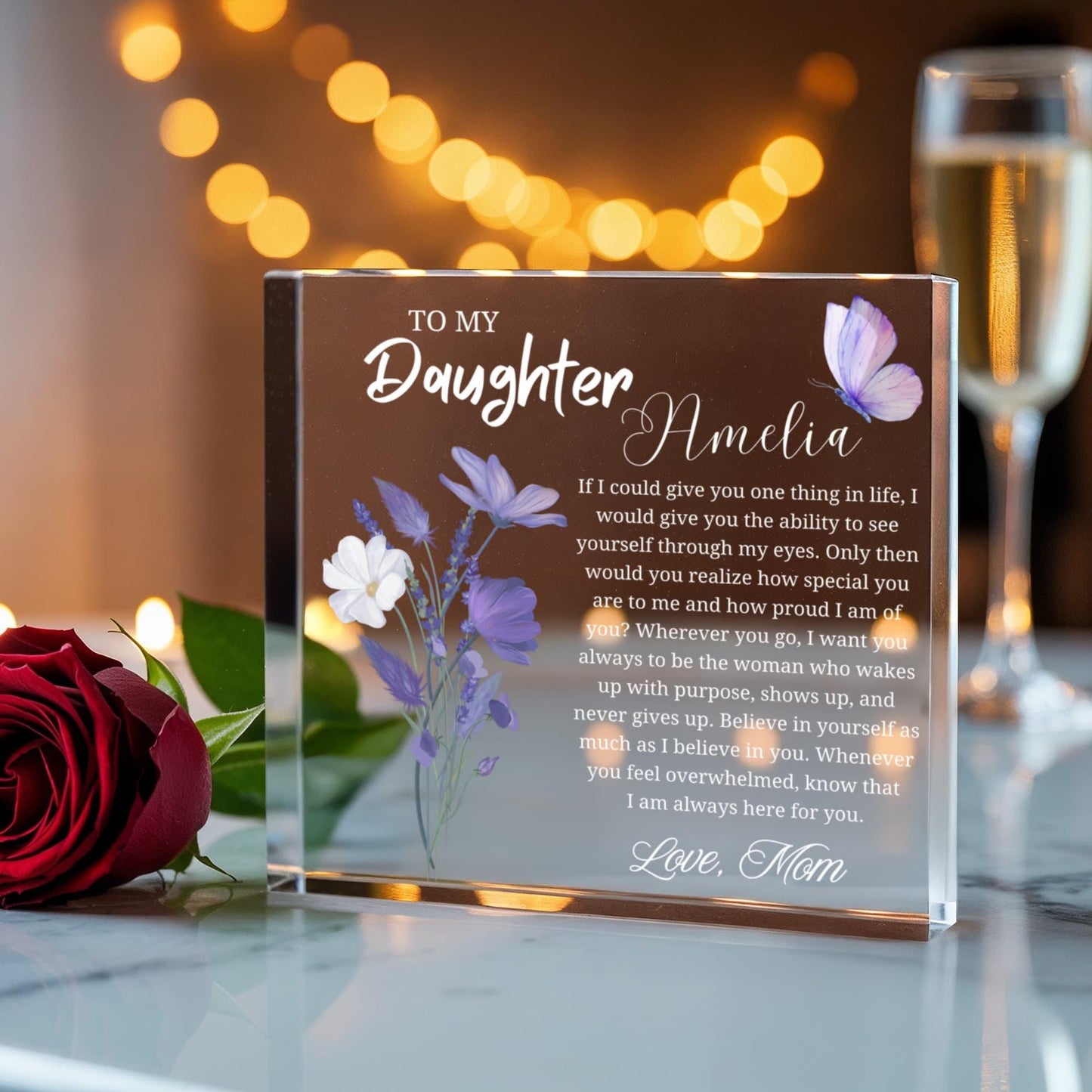 To My Daughter Personalized Thick Acrylic Plaque – Gift from dad – view 5