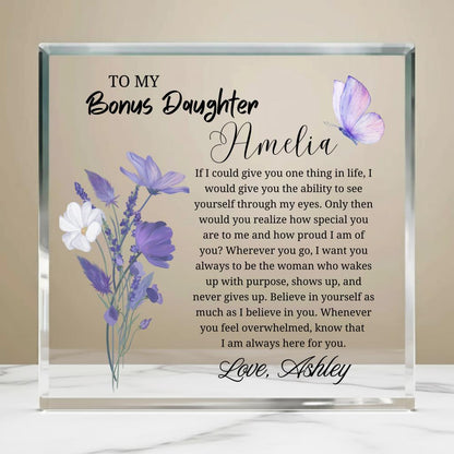 To My Bonus Daughter Gift Personalized Acrylic Plaque – Christmas Gift