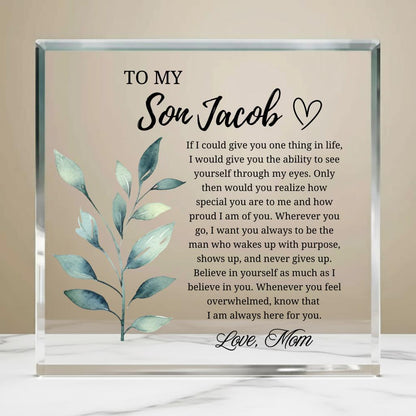 To My Son Gift Personalized Acrylic Plaque – Gift from Mom