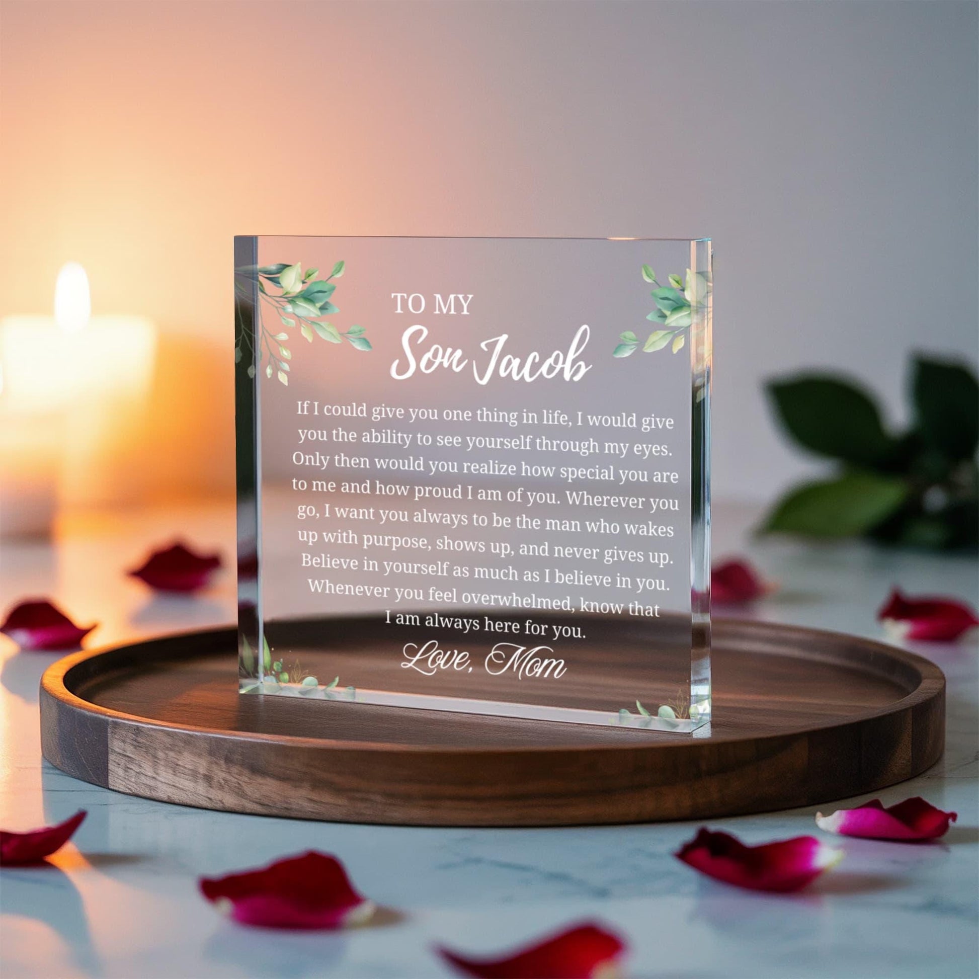 Personalized Son Gift Acrylic Plaque – Gift from Mom – view 5